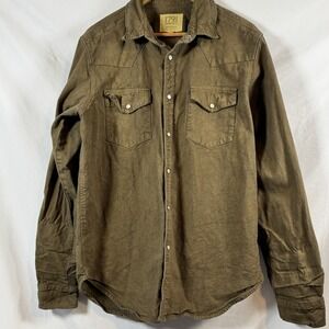 1791 Supply Company Canvas Thick Western Snap Mens Shirt XL Brown USA Workwear